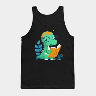 Cute Dinosaur Book Reading Tank Top